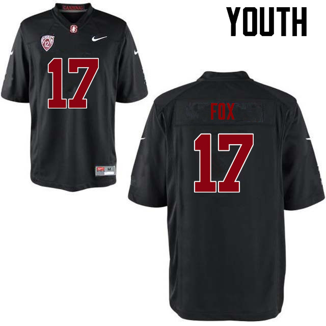 Youth Stanford Cardinal #17 Jordan Fox College Football Jerseys Sale-Black - Click Image to Close